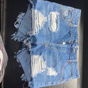 Hammer Jean Distressed‎ Blue Denim Shorts Size M